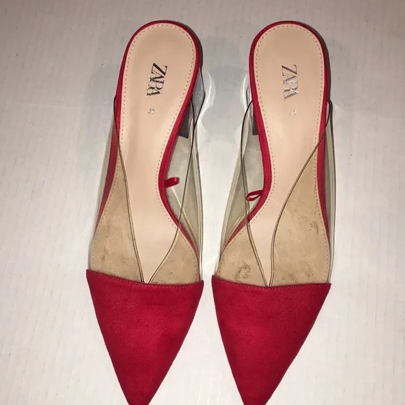 Zara Red Heeled Slipper Shoes | Size 39 / US size 9 - Picture 7 of 7